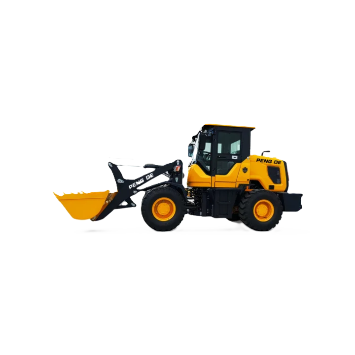 Yellow and black wheel loader with 'U & Me Traders' branding on a white background
