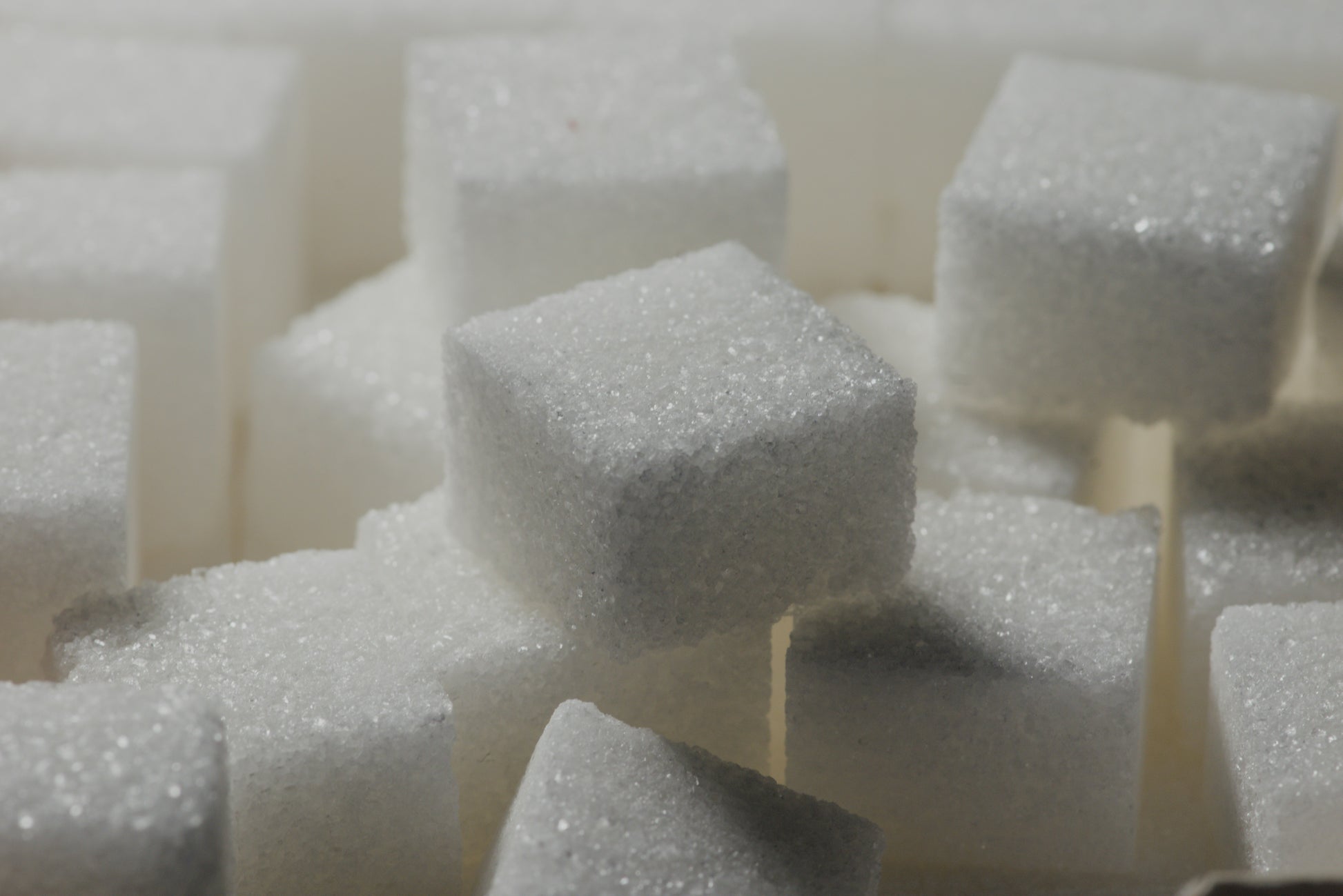 Close-up of white sugar cubes